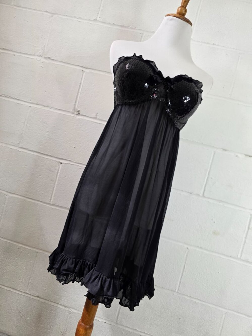 Vintage Regency Glam Gothic Alt Sabrina Carpenter Torrid Sequined Babydoll Dress - Picture 14 of 14
